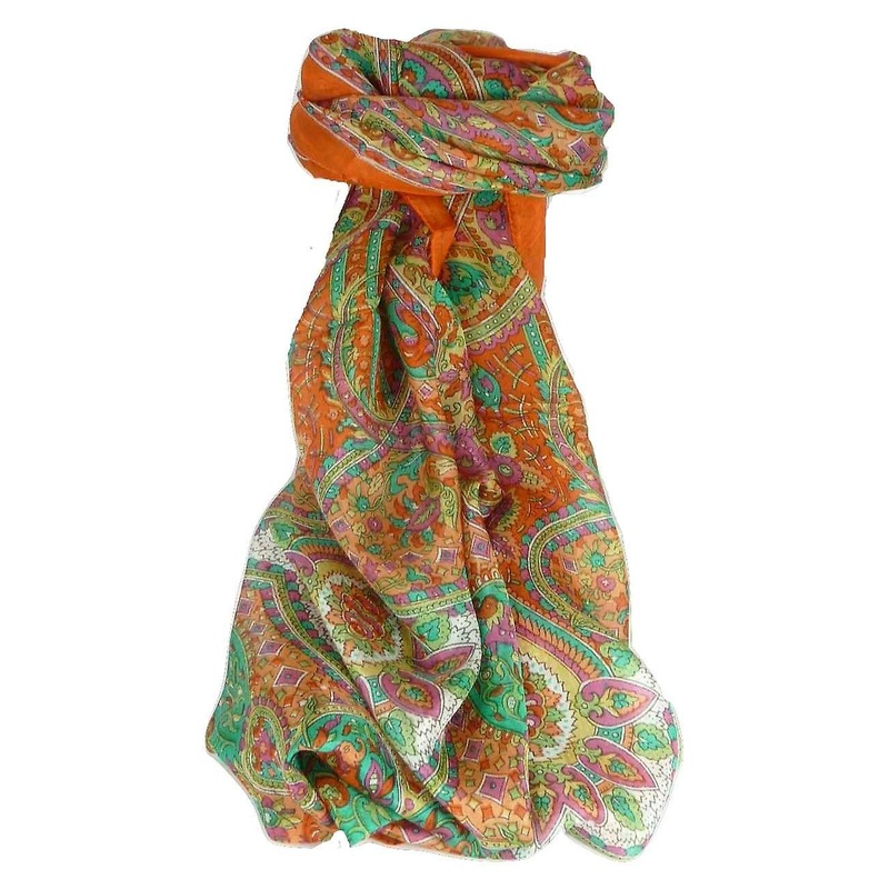 Mulberry Silk Traditional Long Scarf Rajeet Terracotta by Pashmina & Silk | Fruugo SG