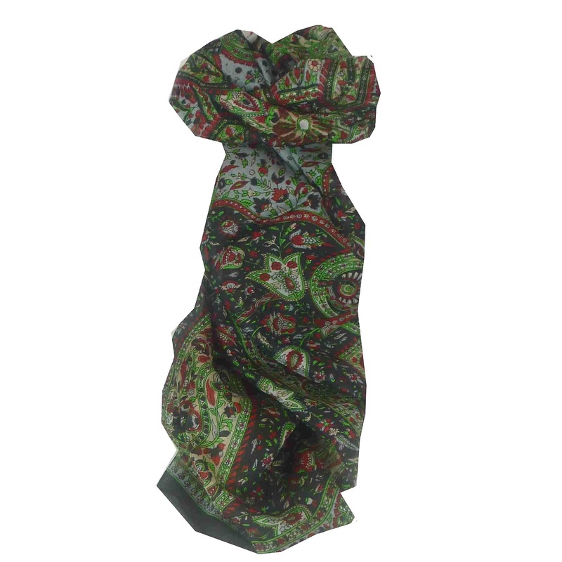 Mulberry Silk Traditional Long Scarf Reena Black by Pashmina & Silk | Fruugo SG