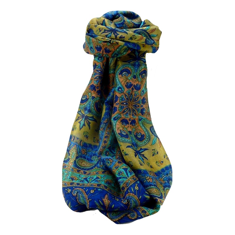 Mulberry Silk Traditional Long Scarf Sarayu Blue by Pashmina & Silk | Fruugo SG