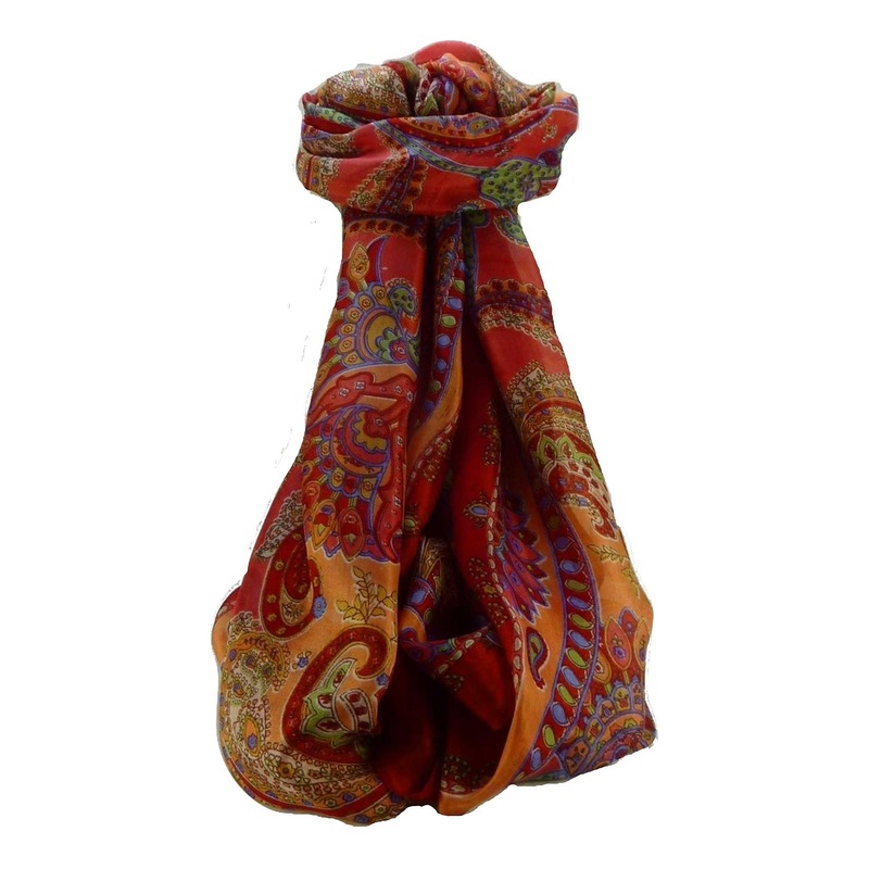 Mulberry Silk Traditional Long Scarf Shipra Scarlet by Pashmina & Silk | Fruugo SG