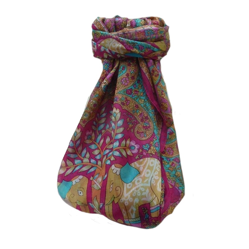 Mulberry Silk Traditional Long Scarf  Zhu Pink by Pashmina & Silk | Fruugo SG