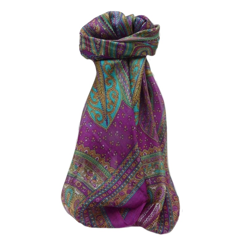 Mulberry Silk Traditional Square Scarf Ankita Pink by Pashmina & Silk | Fruugo SG