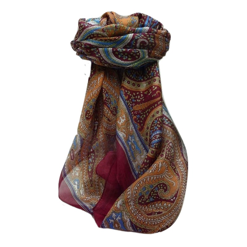Mulberry Silk Traditional Square Scarf Devan Maroon by Pashmina & Silk | Fruugo SG