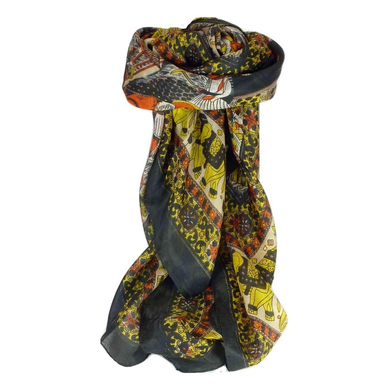 Mulberry Silk Traditional Square Scarf Usman Carnation by Pashmina & Silk | Fruugo SG