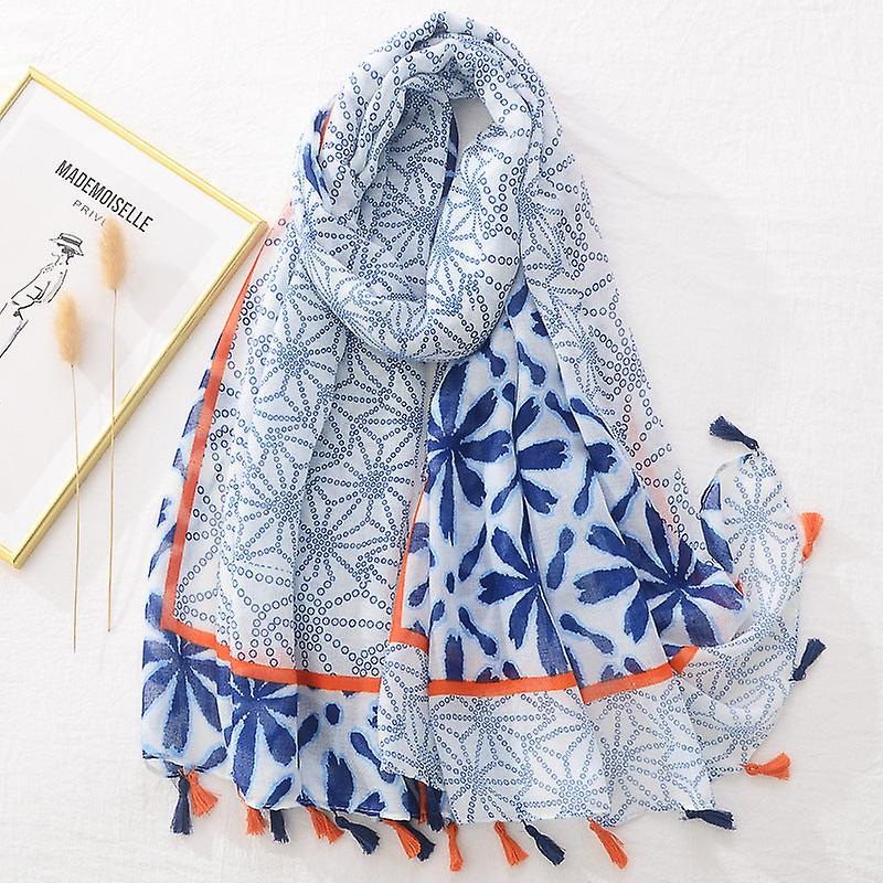 Women Scarf Shawl 2022 Spring And Autumn Color Matching Printing Tassel Fresh | Fruugo SG