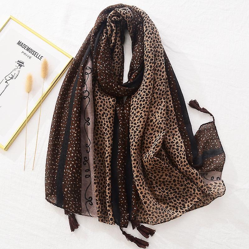 Women Scarf Shawl 2022 Spring Autumn Cotton And Linen Color Matching Leopard Print Sun Protection | Fruugo SG