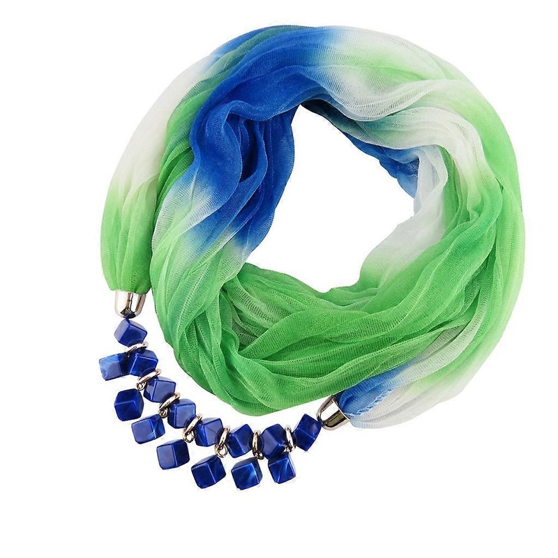 Womens Ethnic Retro Autumn Gradient Contrast Color Chiffon for Infinity Scarf Ne  blue green One Size | Fruugo SG